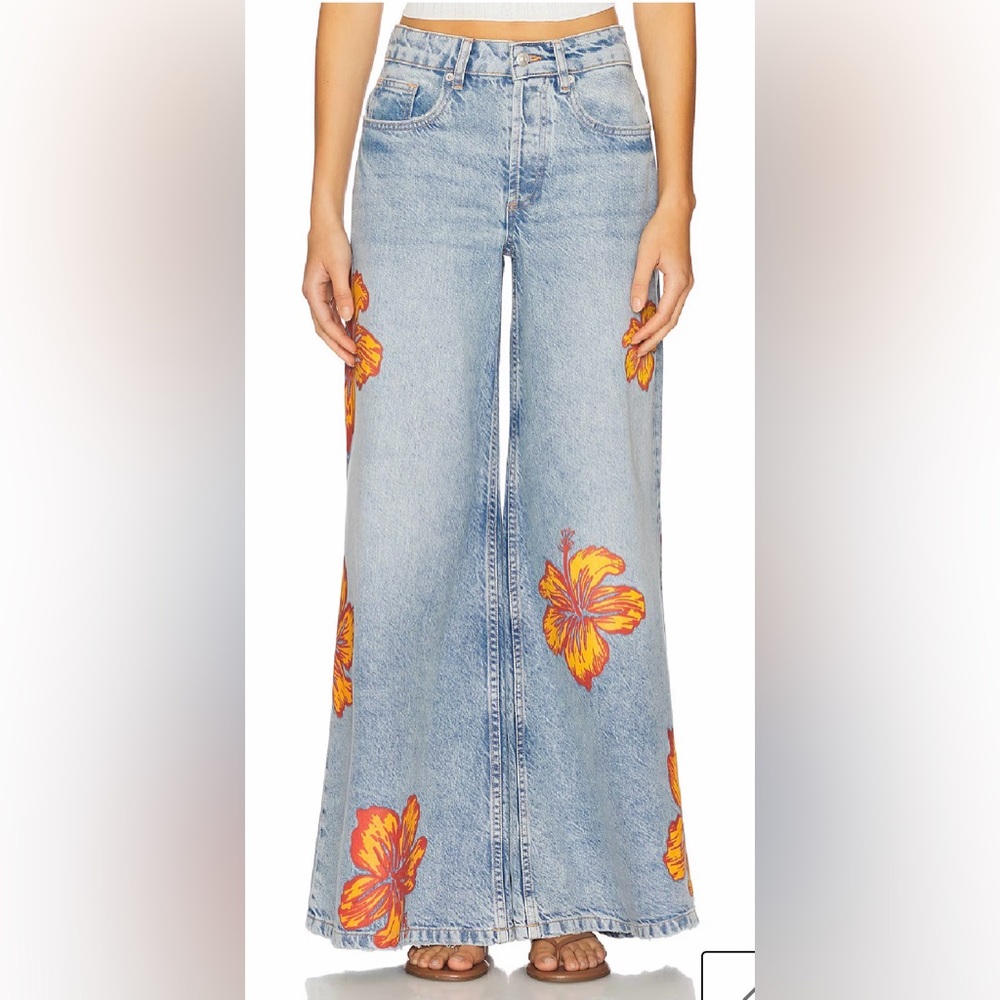 FREE PEOPLE Palisades Wide Leg Jeans $168 MSRP NWT (Sold Out on FP) - Picture 2 of 8